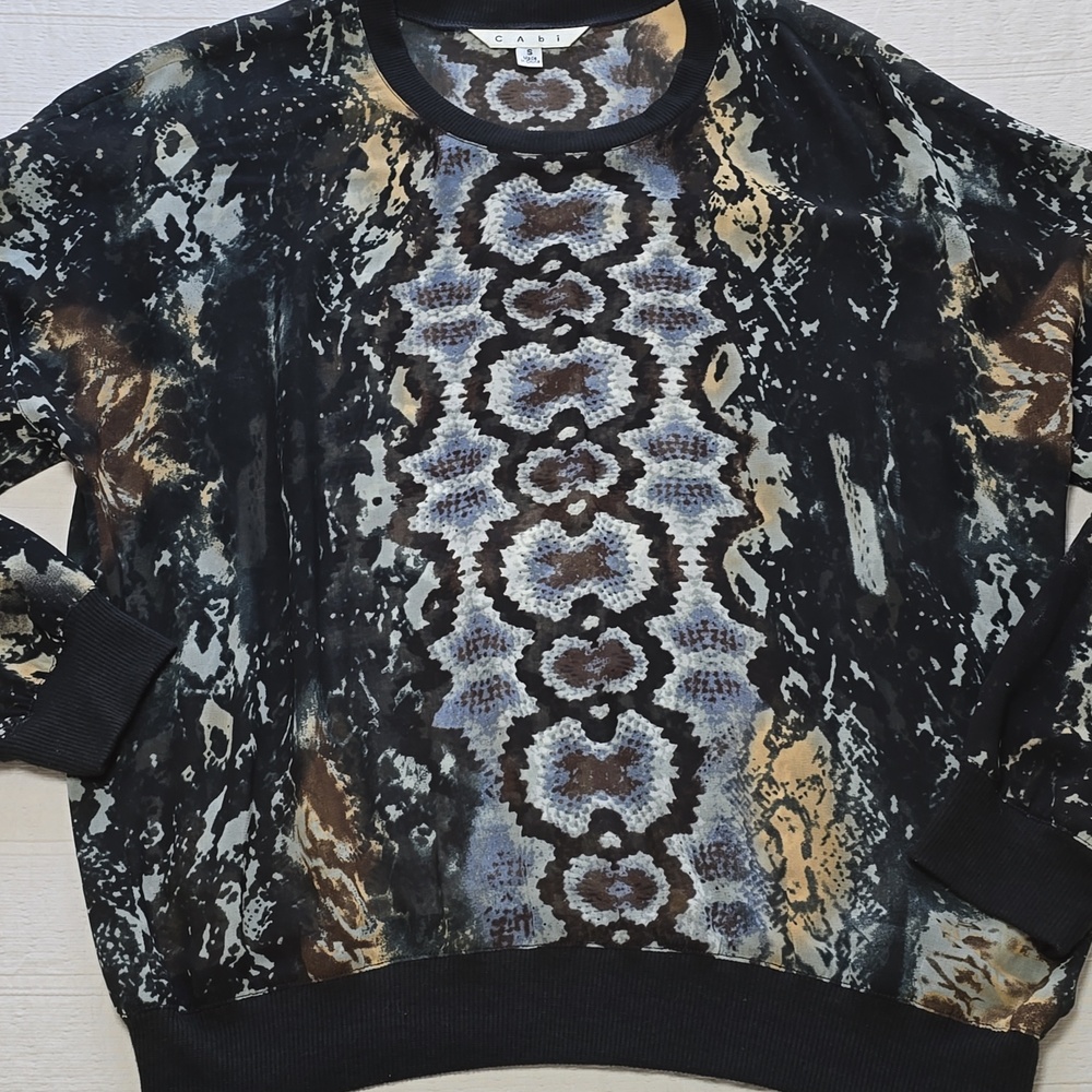 CAbi Sheer Chiffon Python Print Pullover Women's S - image 2